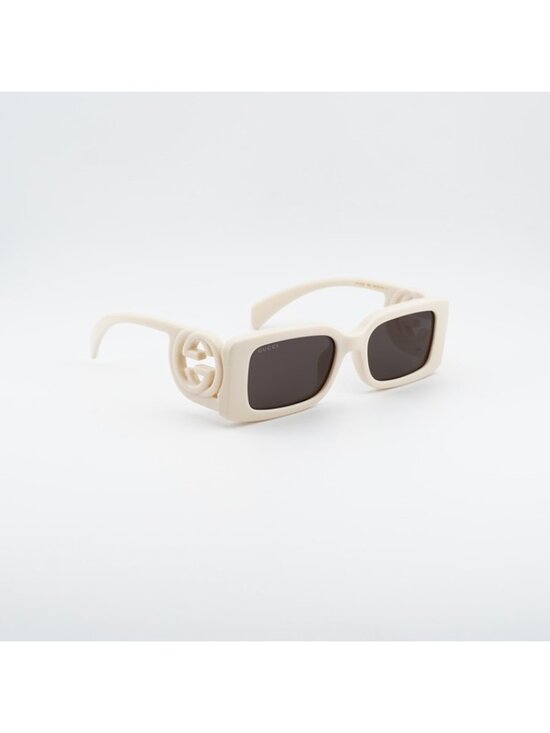 Gucci GG1325S 002 Sunglasses Ivory Square Frame, Grey Lenses main image 11
